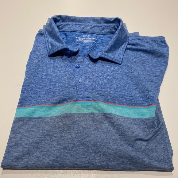 Vineyard Vines Sankaty Stripe Performance Polo in Blue - Picture 1 of 3
